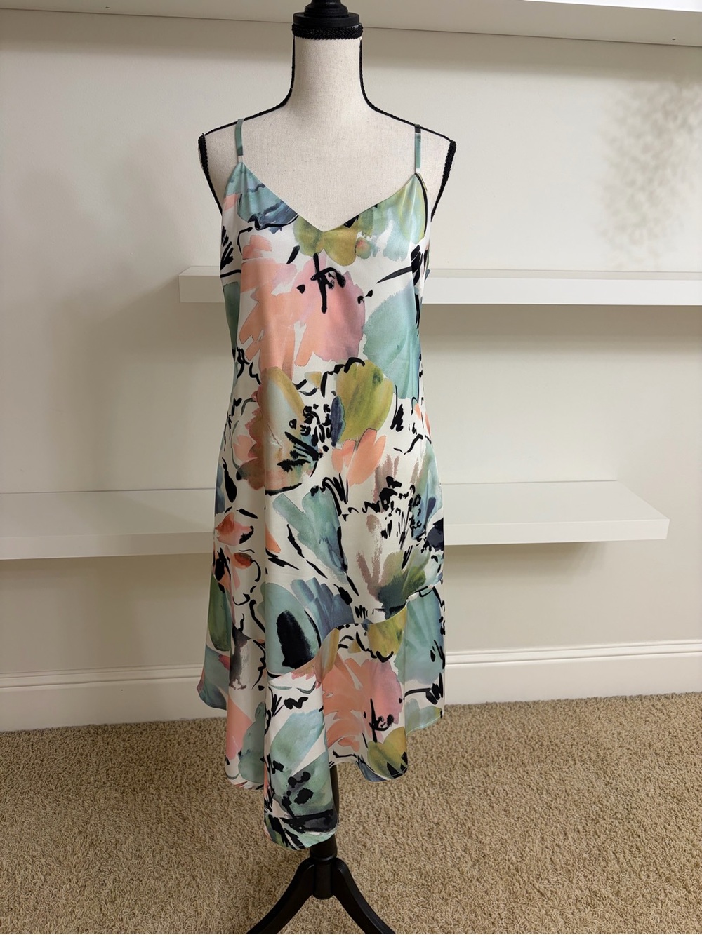 Marciano Pastel Floral Slip Dress in Pink, Green & Blue